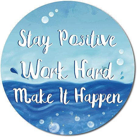 CREATCABIN Mouse Pads Round Waterproof Mouse Mat Pad Desk Accessories with Stitched Edges Premium-Textured Non-Slip Rubber Inspirational Quote Design Laptop Computer Office Work Gaming 7.9inch