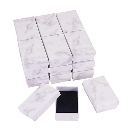BENECREAT 20 Kraft Square Cardboard Jewelry Boxes Marble White Earring Ring Box for Jewelry Set, 1.96x3.11x1.06 Inches
