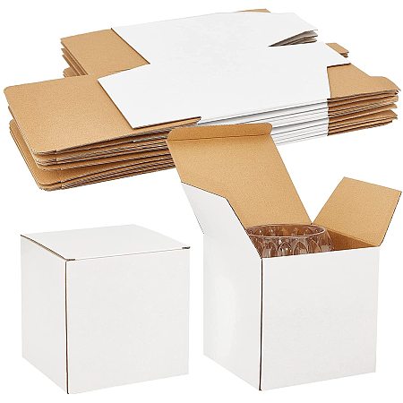 Pandahall Elite 12 Packs White Gift Boxes with Lids, Paper Gift Boxes for Bridesmaid Gifts, Groomsmen, Godmother, Wedding & Party Favor, Bridal Shower, Cupcake Boxes, 5.9x5.9x5.9
