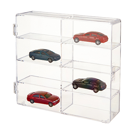 OLYCRAFT 8 Compartments Acrylic Car Display Case Cabinet Display Box Acrylic Model Car Display Case Acrylic Bead Containers Clear Storage Box for Model Car and Jewelry Beads 7.7x6.7x1.7 Inch