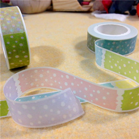 Honeyhandy Polka Dot Pattern DIY Scrapbook Decorative Paper Tapes, Adhesive Tapes, Colorful, 15mm, 10m/roll