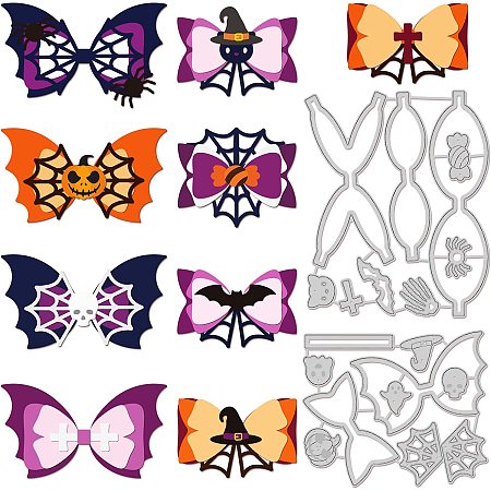 GLOBLELAND 1Set Bows Die Cuts Pumpkin and Bat Bow Embossing Template Halloween Bow Carbon Steel Die Set for Card Scrapbooking Card DIY Craft