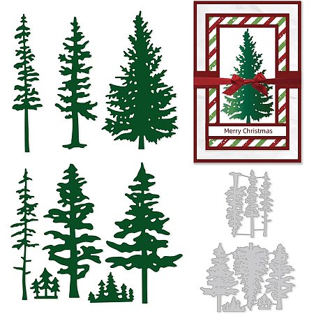 GLOBLELAND Christmas Tree Embossing Template Pine Tree Carbon Steel Die Cuts Plants Embossing for Scrapbooking Card DIY Craft Decoration