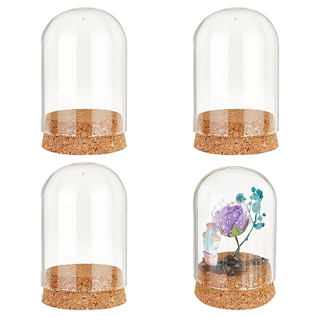 NBEADS 4 Sets Mini Glass Dome, Eternal Flower Glass Display Dome Cloche 2.7x1.9 Glass Display with Cork Stoppers Cloche Bell Jar Cloche for Wedding Valentine's Day Flower Plants Decorations Crafts