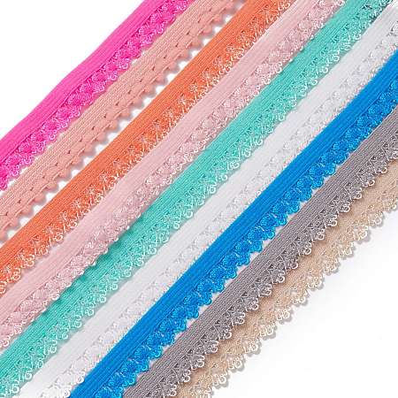 Polypropylene Fiber Lacework Elastic Cords, Webbing Garment Sewing Accessories, Mixed Color, 11.5mm, about 2.19 Yards(2m)/Strand