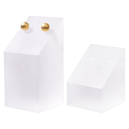 Honeyhandy Acrylic Earring Display Frame, Frosted, White, 2.95~3x2.95~x3.9~6.15cm, Hole: 2mm, 2pcs/set
