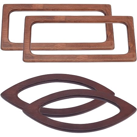 CHGCRAFT 4Pcs Oval Rectangle Wooden Bag Handle Replacement Handle Purse Handmade Bag Handles for Handbag Crafting