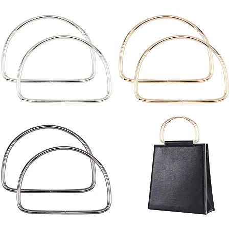 PandaHall Elite 3 Colors Purse Handles Replacement, 6pcs Metal Handles Frame 5.3 Inch Handbag Handle Purse Handles Replacement for Bag Making, Purse Making, Handle Replacement
