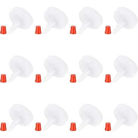 BENECREAT 24Pcs Natural Red Tip Yorker Caps, 38/400 Replacement Caps for Squeeze, Finish Plastic Bottle Caps, Dispensing Caps with Red Seal Caps, Bottles Glue Bottles