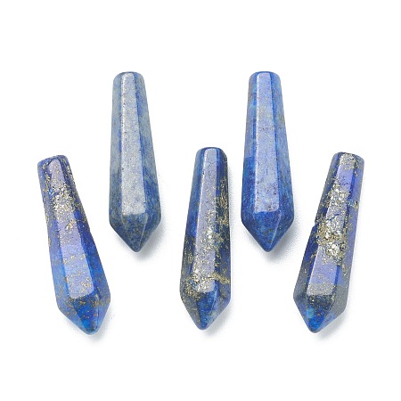 Honeyhandy Natural Lapis Lazuli Pointed Beads, Bullet, Undrilled/No Hole Beads, Faceted, for Wire Wrapped Pendants Making, 29~33x7.5~8.5mm