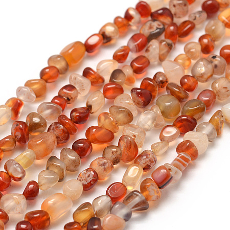 Honeyhandy Dyed Natural Carnelian Beads Strands, Chip, 3~5x3~5x3~8mm, Hole: 1mm, about 85~90pcs/strand, 15.7 inch(40cm)