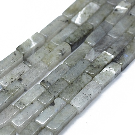Honeyhandy Natural Labradorite Beads Strands, Cuboid, 12.5~13.5x3~5x3~4.5mm, Hole: 1mm, about 30~32pcs/strand, 15.1~15.9 inch(38.5~40.5cm)
