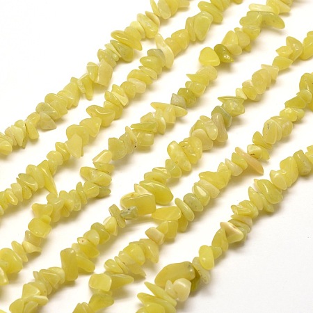 Honeyhandy Natural Lemon Jade Chip Bead Strands, 5~8x5~8mm, Hole: 1mm, about 31.5 inch