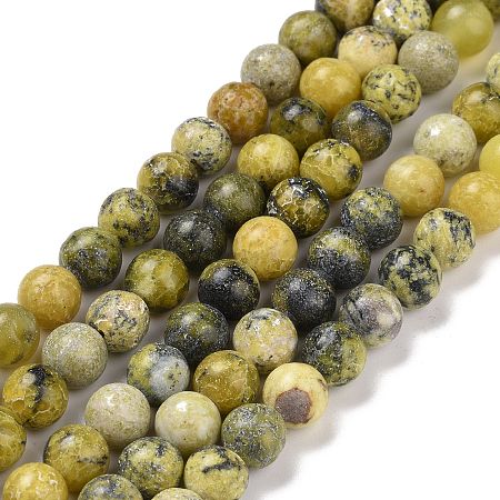 Honeyhandy Natural Yellow Turquoise(Jasper) Beads Strands, Round, 6~6.5mm, Hole: 1mm, about 63pcs/strand, 15.5 inch