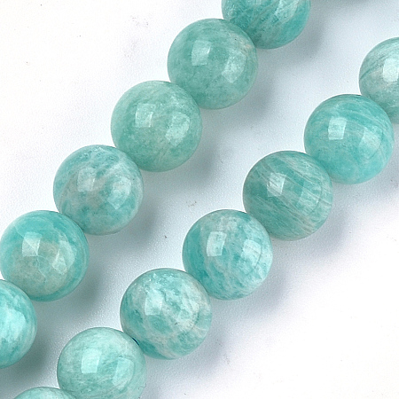 Honeyhandy Natural Amazonite Beads Strands, Grade A, Round, 10mm, Hole: 1mm, about 18~20pcs/strand, 7.6 inch