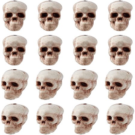 NBEADS 24 Pcs Plastic Skull Spacer Beads, Realistic Looking Skull Head Beads Charms Loose Spacer Beads for Halloween DIY Crafts Jewelry Making, 22x18x21 mm