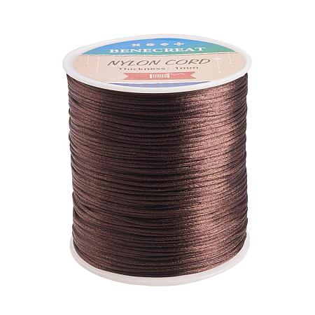 BENECREAT 1mm 200M (218 Yards) Nylon Satin Thread Rattail Trim Cord for Beading, Chinese Knot Macrame, Jewelry Making and Sewing - CoconutBrown