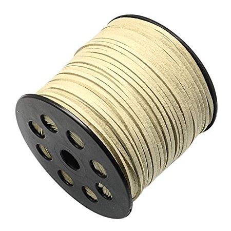 ARRICRAFT 1 Roll (100 Yards, 300 Feet) Micro-Fiber Faux Leather Suede Cord String with Roll Spool, 2.7x1.4mm (LightGoldenrodYellow)