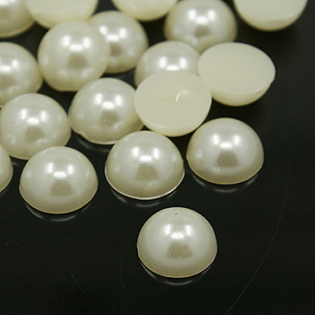 Honeyhandy Acrylic Cabochons, Imitation Pearl, Half Round, Creamy White, 4x2mm, about 10000pcs/bag
