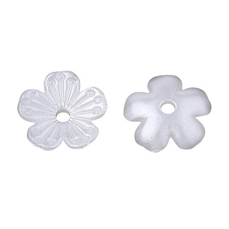 ARRICRAFT 5-Petal ABS Plastic Imitation Pearl Bead Caps, Flower, Ivory, 11x11.5x2mm, Hole: 1.8mm