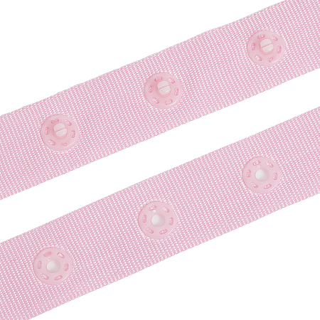 Gorgecraft 2 Rolls Polyester Ribbons, with Plastic Buttons, Pink, 3/4 inch(18mm), 10 yards/roll