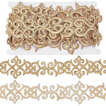 NBEADS About 5.2 Yards Gold Embroidery Polyester Ribbons, 3