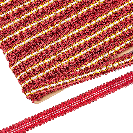 FINGERINSPIRE Centipede Braided Polyester Lace Trim, Garment Accessories, Red, 3/4 inch(20mm), about 12.58 Yards(11.5m)/Card