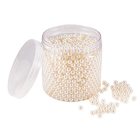 PandaHall Elite About 1500 Pieces 8mm Beige No Holes/Undrilled ABS Plastic Imitated Pearl Beads for Vase Fillers Table Scatter Wedding Party Home Decoration