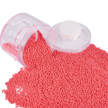 PandaHall Elite About 10000 Pcs 12/0 Glass Seed Beads Opaque LightPink Round Pony Bead Mini Spacer Beads Diameter 2mm with Container Box for Jewelry Making