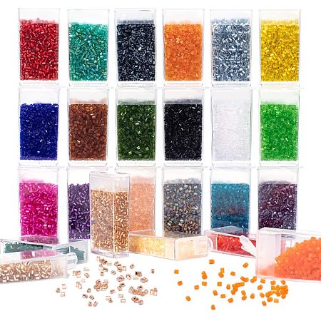 PandaHall Elite 24 Color Tube Glass Seed Beads, Glass Bugle Seed Beads Jewelry Kit with Removable Organizer Box for Jewelry Making Beading Crafting, 1080pcs