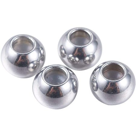 PandaHall Elite 50pcs 3.5mm Stainless Steel Round Beads with Rubber Slider Beads Metal Stopper Beads for Bracelets Neckalce Jewelry Making
