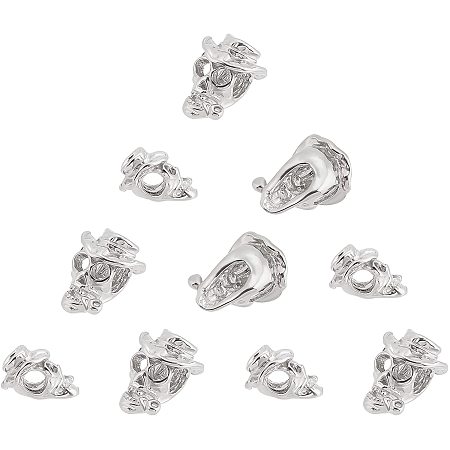 UNICRAFTALE 10pcs Skull Beads Stainless Steel European Beads Large Hole Beads Skull Spacer Beads for Jewerly Making 4mm Hole Stainless Steel Color