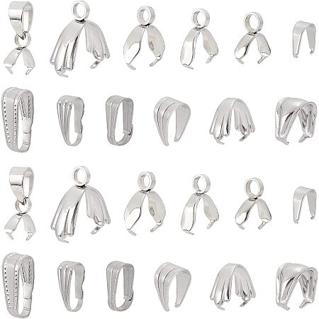 UNICRAFTALE About 120pcs Snap on Bails Stainless Steel Pinch Bails Pendant Bails Connectors Charms Clasps for DIY Dangle Charms Jewelry 6-14mm