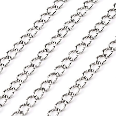 Honeyhandy 304 Stainless Steel Curb Chains, Unwelded, Stainless Steel Color, 5x3.8x0.8mm