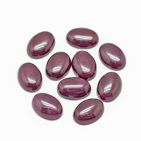 Honeyhandy Natural White Jade Cabochons, Dyed, Oval, Medium Violet Red, 18x13x5mm