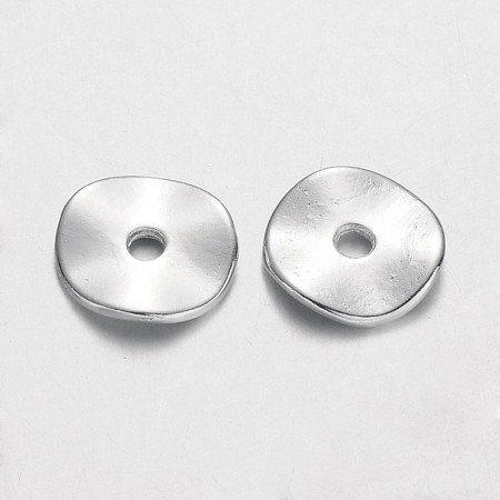 Honeyhandy Tibetan Style Alloy Wavy Spacer Beads, Flat Round, Silver Color Plated, Lead Free & Cadmium Free & Nickel Free, 10x1mm, Hole: 2mm