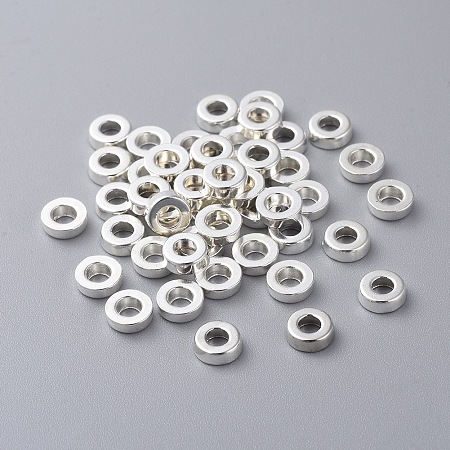 Honeyhandy Tibetan Silver Beads, Lead Free and Cadmium Free and Nickel Free, Donut, Silver Color Plated, 6x2mm, Hole: 2.5mm.