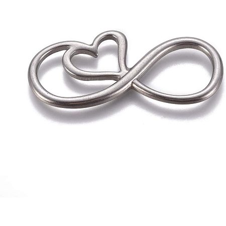 UNICRAFTALE 2pcs Infinity with Heart Links Stainless Steel Link Charm Hollow Linking Pendants for Necklace DIY Jewelry Making Crafts 40x19x2.5mm