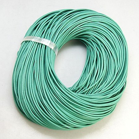 Honeyhandy Cowhide Leather Cord, Leather Jewelry Cord, Jewelry DIY Making Material, Round, Dyed, Light Cyan, 2mm