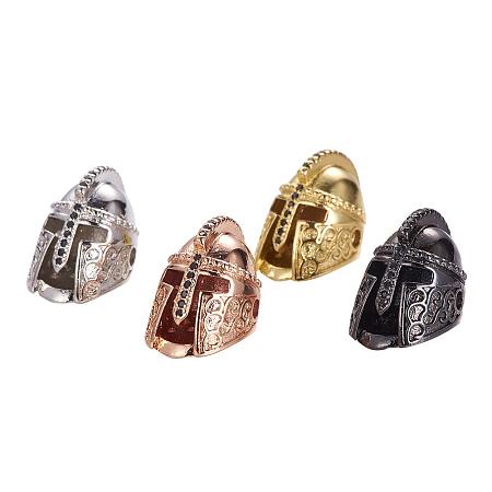 ARRICRAFT 10pcs Mixed Color Helmet Brass Micro Pave Cubic Zirconia Beads for Men Original Bracelet DIY Jewelry Making