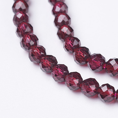 Arricraft Natural Garnet Beads Strands, Faceted, Round, 3mm, Hole: 0.5mm, about 106pcs/strand, 12.6 inches(32cm)
