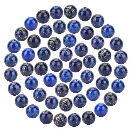 Arricraft About 44 Pcs 8mm Natural Round Stone Beads, Natural Lapis Lazuli Beads, Genuine Gemstone Loose Beads for Bracelet Necklace Jewelry Making (Hole: 1mm)
