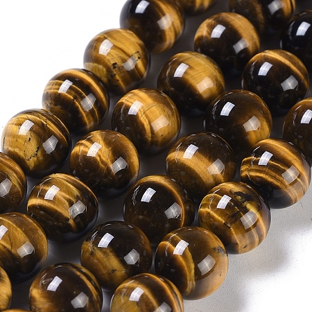 ARRICRAFT Natural Tiger Eye Round Bead Strands, Grade A+, 10mm, Hole: 1mm, about 40pcs/strand, 15.5 inches
