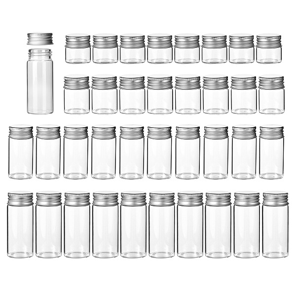 40Pcs 4 Styles Round Glass Storage Containers, with Aluminium Screw Top ...