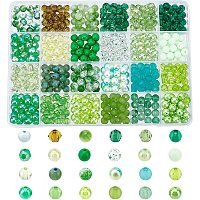 CHGCRAFT 600Pcs 8mm Green Imitation Crystal Beads Green AB Color Plated Transparent Acrylic Beads for DIY Craft Jewelry Making