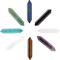 NBEADS 8 Pcs Chakra Healing Crystal Single Point Wand Natural Gemstone Polished Tumbled Stones for Reiki Chakra Meditation Therapy Decor