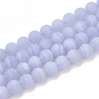 Natural Blue Lace Agate Beads Strands, Frosted, Grade AB+, Round, 4mm, Hole: 1mm, about 96pcs/strand, 15.5 inch