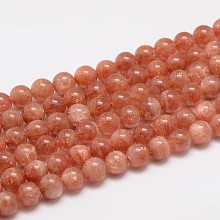 Arricraft Natural Sunstone Beads Strands, Round, Salmon, 7mm, Hole: 0.8mm, about 59pcs/strand