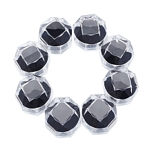 Transparent Plastic Ring Boxes, Jewelry Box, Black, 3.8x3.8x3.8cm