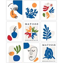 SUPERDANT Matisse Canvas Wall Art Abstract Faces Art Prints Unframed Matisse Poster Sets Morandi Sun Moon Leaves Canvas Prints for Living Room Office Bedroom Decorations 9 Pieces